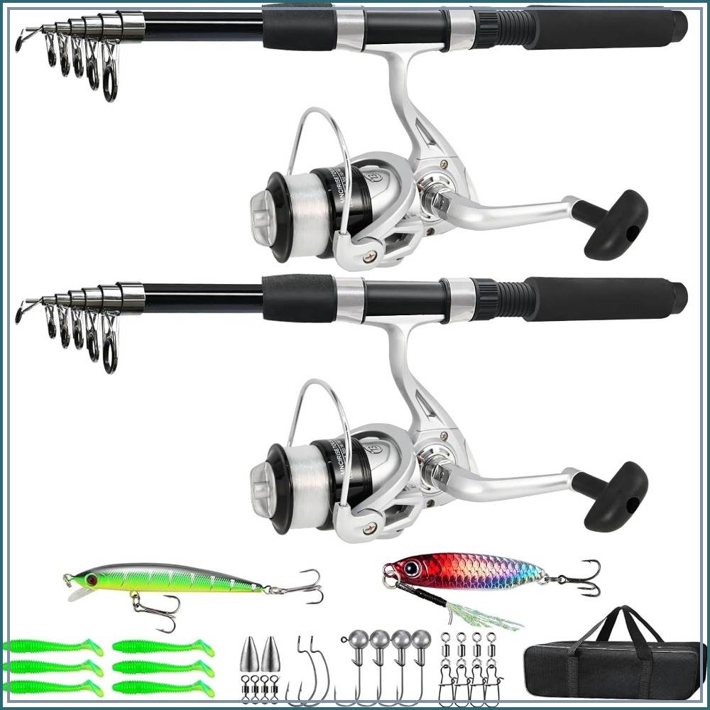 Fishing Pole Combo 6.9ft 2Pcs  - Reel Bag 评论和价格