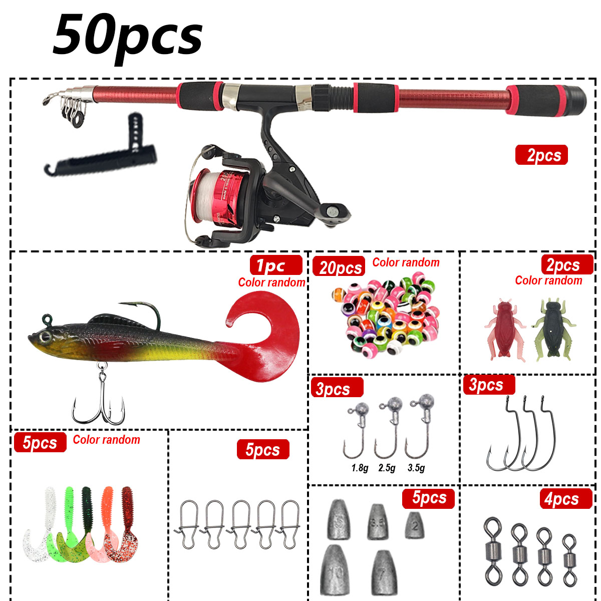 Portable Telescopic Fishing Ro - Spincast Reel 评论和价格