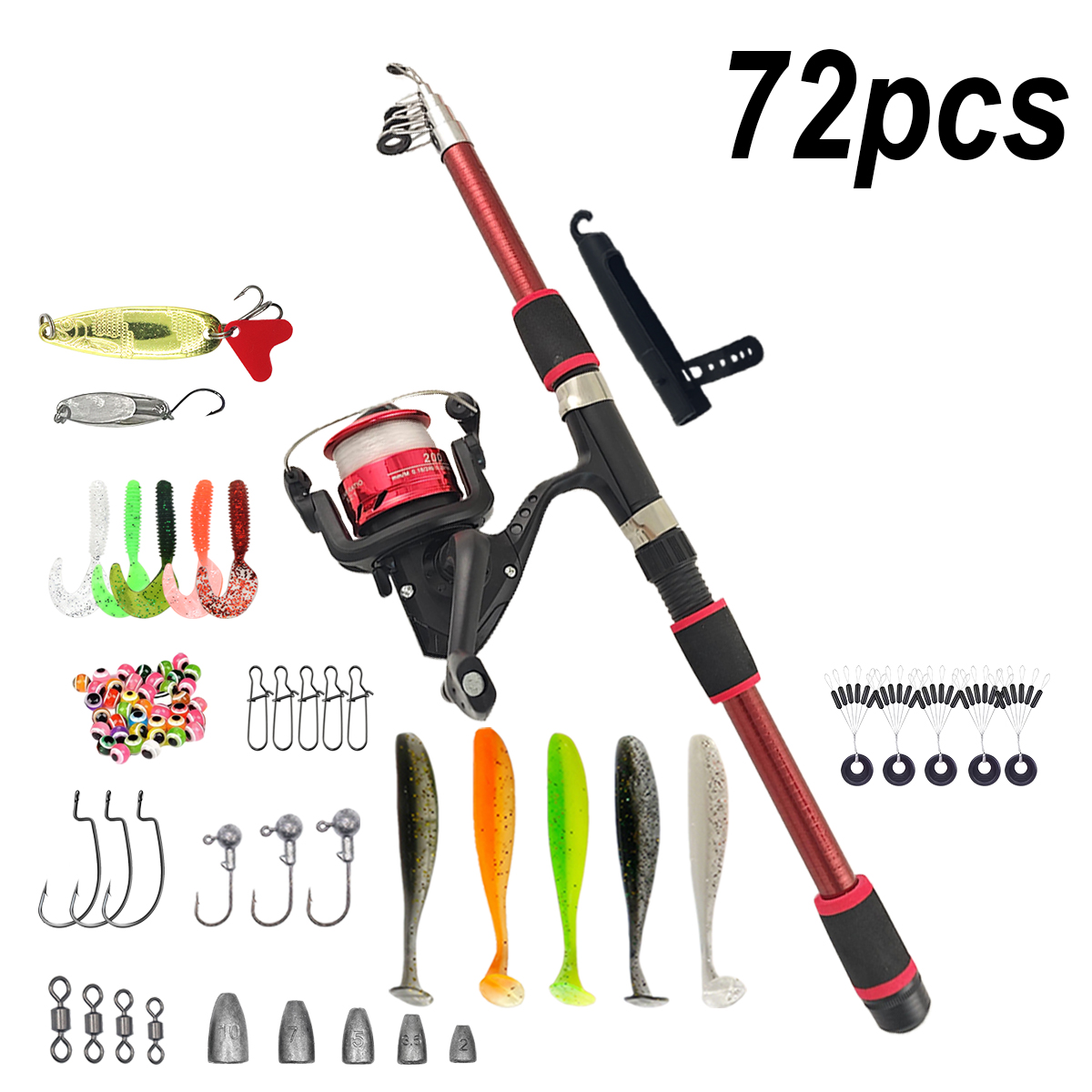Fishing Pole Set Full Kits Wit - Spincast Reel 评论和价格